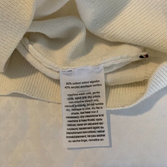 Tommy Hilfiger Sweater Size Medium Cream & Geometric Design Pullover - Picture 11 of 12